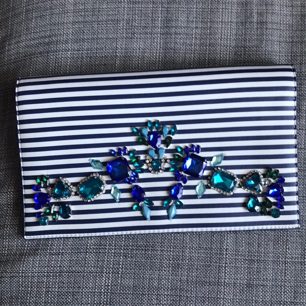 Striped Embellished Clutch